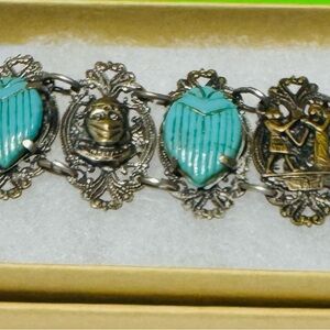 Silver and Blue Victorian Filigree Bracelet